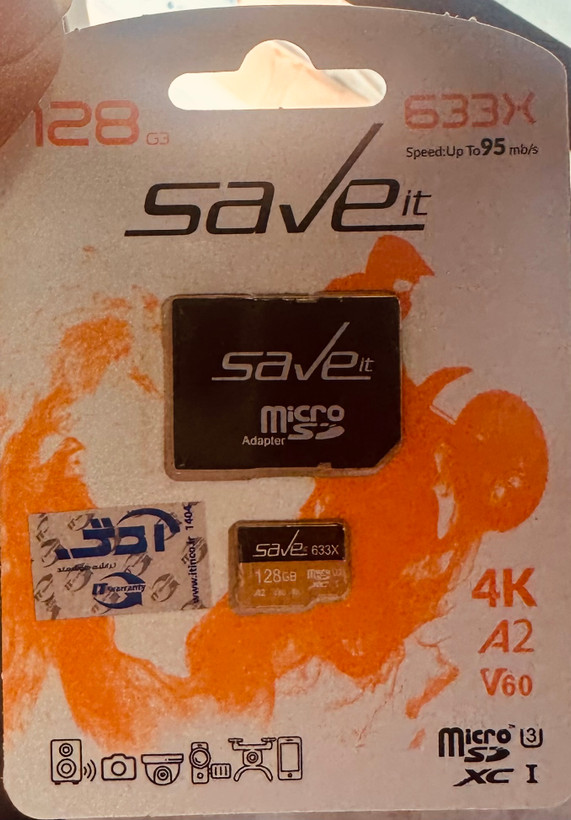 کارت حافظه میکرو اس دی 128 گیگابایت سیو ایت مدل Save it MicroSD XC CL10 U3 633X UHS-I V60 A2 4K