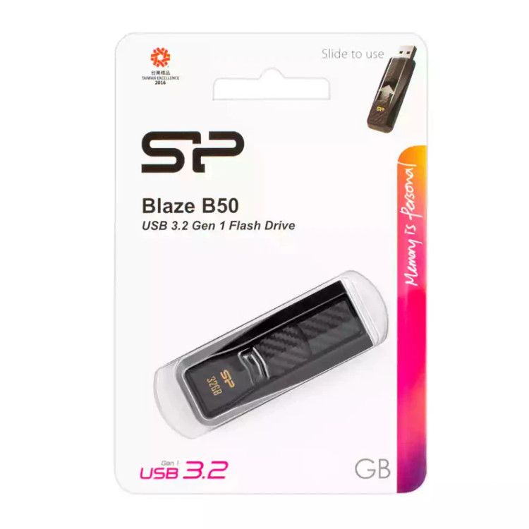 فلش مموری 256 گیگابایت سیلیکون پاور مدل Blaze B50 با پورت کشویی و سازگار با ویندوز، مک و لینوکس